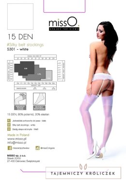 MissO S301 Pończochy do Pasa Białe S/M - klasyczna elegancja MissO
