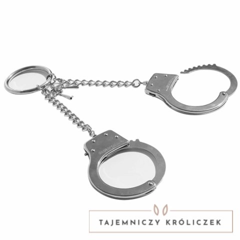 S&M Metalowe Kajdanki z Okrągłym Łącznikiem, Regulowane 13-19 cm Sex&Mischief