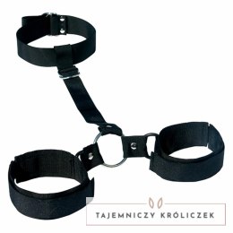 Sportsheets S&M Shadow zestaw regulowany - obroża i opaski na ręce, czarny Sex&Mischief