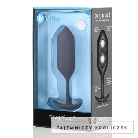 B-Vibe Snug Plug 3 czarny - silikonowy model z obciążeniem 180,7g B-Vibe