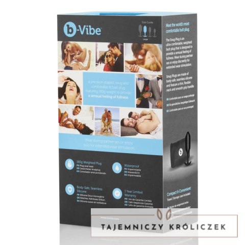 B-Vibe Snug Plug 3 czarny - silikonowy model z obciążeniem 180,7g B-Vibe