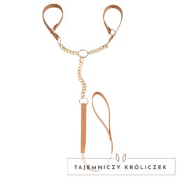 Bijoux Indiscrets Maze T-Restraints brązowe - kajdanki z odpinaną smyczą Bijoux Indiscrets