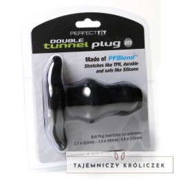 Perfect Fit Double Tunnel Plug Medium Black - Model z Podwojnym Kanałem, Czarny Średni Perfect Fit