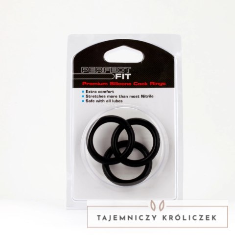 Perfect Fit Silicone 3 Ring Kit XL Black - Zestaw silikonowych pierścieni XL Perfect Fit