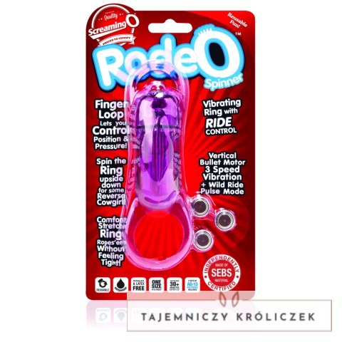 The Screaming O RodeO Spinner fioletowy pierścień wibrujący regulowany The Screaming O