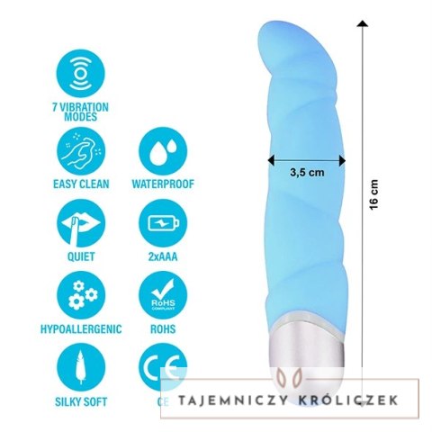 FeelzToys Gino Blue - silikonowy model punktu G, 7 trybow, 16 cm FeelzToys