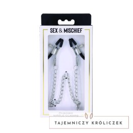 S&M Chained Nipple Clamps - zaciski z łańcuszkiem, regulacja nacisku Sex&Mischief