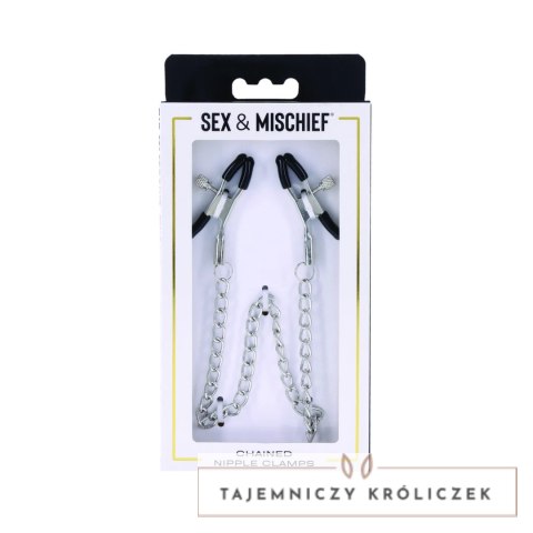 S&M Chained Nipple Clamps - zaciski z łańcuszkiem, regulacja nacisku Sex&Mischief