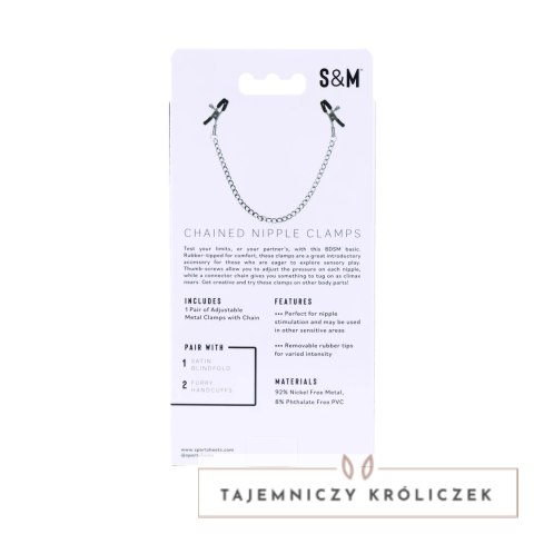 S&M Chained Nipple Clamps - zaciski z łańcuszkiem, regulacja nacisku Sex&Mischief
