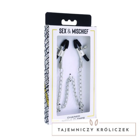 S&M Chained Nipple Clamps - zaciski z łańcuszkiem, regulacja nacisku Sex&Mischief