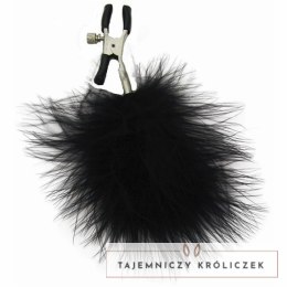 Sportsheets Feathered Nipple Clamps z regulacją i czarnymi piorkami Sex&Mischief