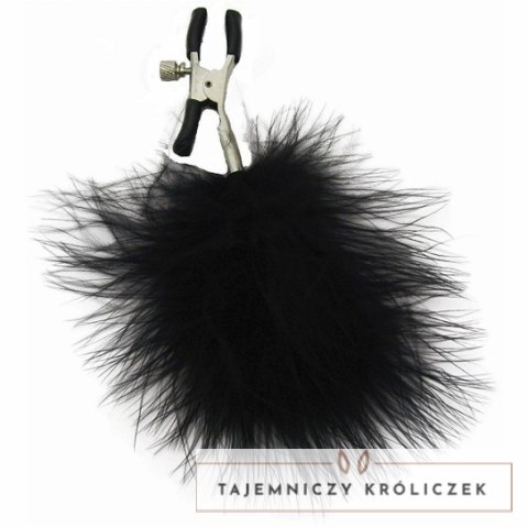 Sportsheets Feathered Nipple Clamps z regulacją i czarnymi piorkami Sex&Mischief