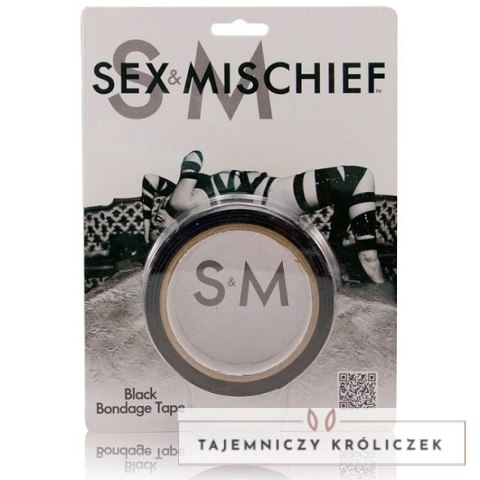 Sportsheets S&M Black Bondage Tape 20m - wielofunkcyjna taśma czarna Sex&Mischief