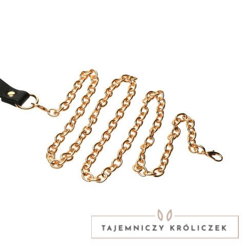 Captivate Body Collar Czarny/Złoty z Odpinaną Niklowaną Smyczą XR Brands