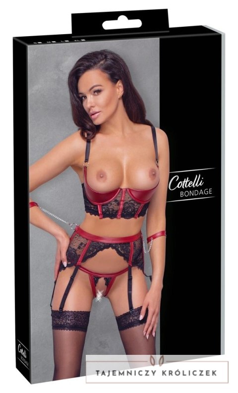 Cottelli Bondage Komplet 3-częściowy z mankietami, koronka S Cottelli