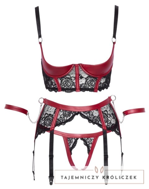 Cottelli Bondage Komplet 3-częściowy z mankietami, koronka S Cottelli
