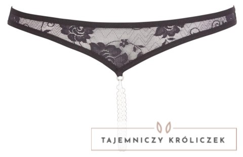 Cottelli Lingerie Stringi Koronkowe Czarny S z Dekoracją Perłową Cottelli