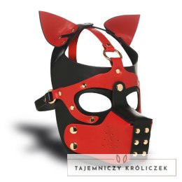 Master Series K9 Headgear Vegan Leather Czarna/Czerwona Maska z Kagańcem XR Brands