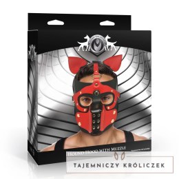 Master Series K9 Headgear Vegan Leather Czarna/Czerwona Maska z Kagańcem XR Brands