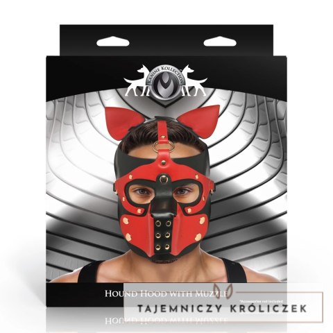 Master Series K9 Headgear Vegan Leather Czarna/Czerwona Maska z Kagańcem XR Brands