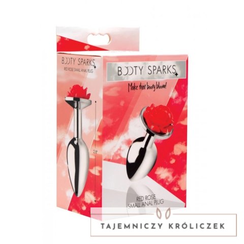 XR Brands Rosebud Plug Small aluminiowy z dekoracją roży czarny XR Brands