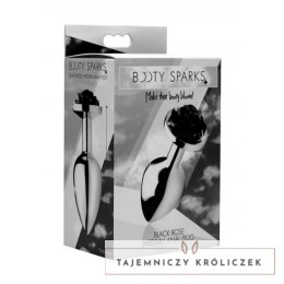 XR Brands Rosebud Plug średni aluminiowy z dekoracją roży czarny XR Brands