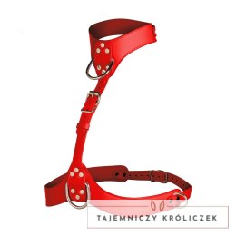 Vixen Pas piersiowy damski z eko-skory, czerwony, regulowany XR Brands