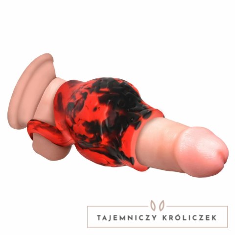 XR Brands Hell Hound Red - silikonowy pierścień z funkcją rozciągania XR Brands