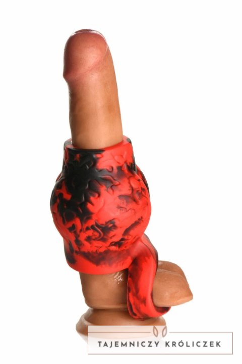 XR Brands Hell Hound Red - silikonowy pierścień z funkcją rozciągania XR Brands