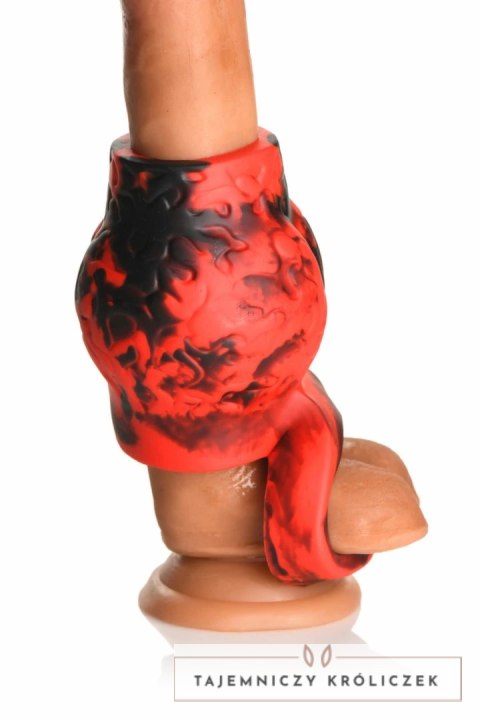 XR Brands Hell Hound Red - silikonowy pierścień z funkcją rozciągania XR Brands
