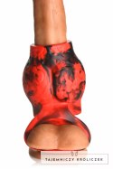 XR Brands Hell Hound Red - silikonowy pierścień z funkcją rozciągania XR Brands