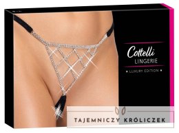 Cottelli LINGERIE String S-L z kryształkami, czarny, regulowany Cottelli
