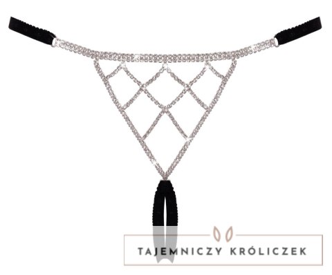 Cottelli LINGERIE String S-L z kryształkami, czarny, regulowany Cottelli
