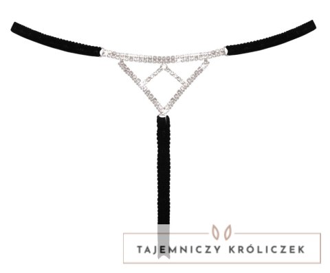 Cottelli LINGERIE String S-L z kryształkami, czarny, regulowany Cottelli
