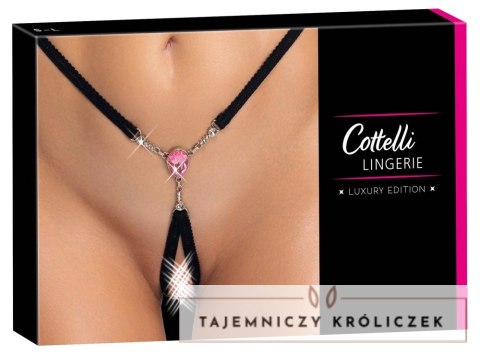 Cottelli LINGERIE String S-L z ozdobnym kryształem i łańcuszkami Cottelli