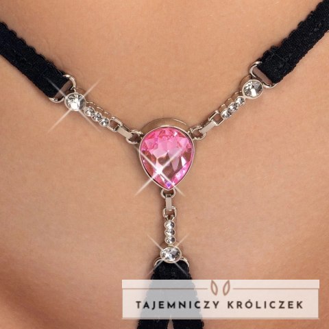 Cottelli LINGERIE String S-L z ozdobnym kryształem i łańcuszkami Cottelli