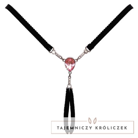 Cottelli LINGERIE String S-L z ozdobnym kryształem i łańcuszkami Cottelli
