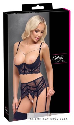 Cottelli Lingerie komplet koronkowy 3-częściowy czarny 85B/L Cottelli