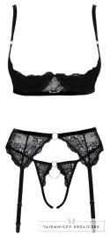 Cottelli Lingerie komplet koronkowy 3-częściowy czarny 85B/L Cottelli