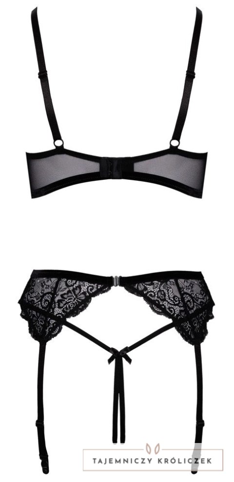 Cottelli Lingerie komplet koronkowy 3-częściowy czarny 85B/L Cottelli