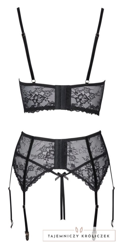 Cottelli Lingerie komplet koronkowy 3-częściowy czarny 90B/XL Cottelli