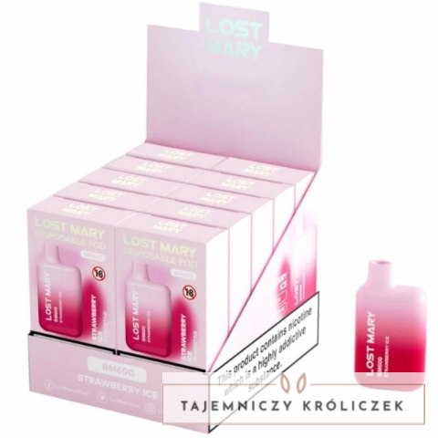 Lost Mary BM600 Jednorazowy Inhalator 2% Nikotyny Lod Truskawkowy 600 zaciągnięć LOST MARY