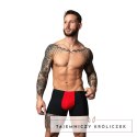 Male Power Hot Mesh Pouch Short S czarno-czerwone szorty siateczkowe Male Power