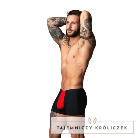 Male Power Hot Mesh Pouch Short S czarno-czerwone szorty siateczkowe Male Power