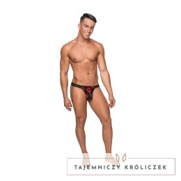 Male Power Micro Tanga L/XL Czarna z czerwonym pierścieniem silikonowym Male Power