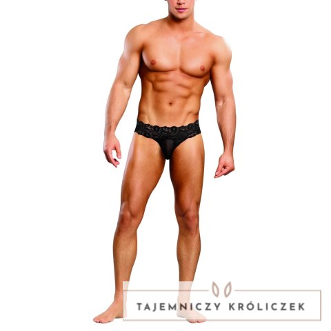 Male Power Scandal-Lace Stringi męskie z koronką L/XL czarne Male Power