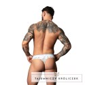 Male Power Soo Cumfy Thong S/M biały marmurkowy model męski Male Power