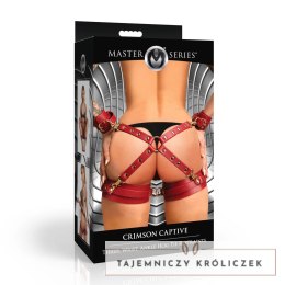 Cautiva Carmesi - Zestaw kajdanek na uda, nadgarstki i kostki, czerwony XR Brands