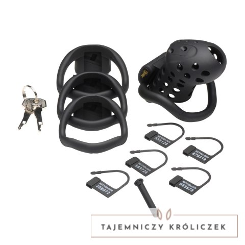 XR Brands Lock Down - system anatomiczny czarny, 4 rozmiary pierścieni XR Brands