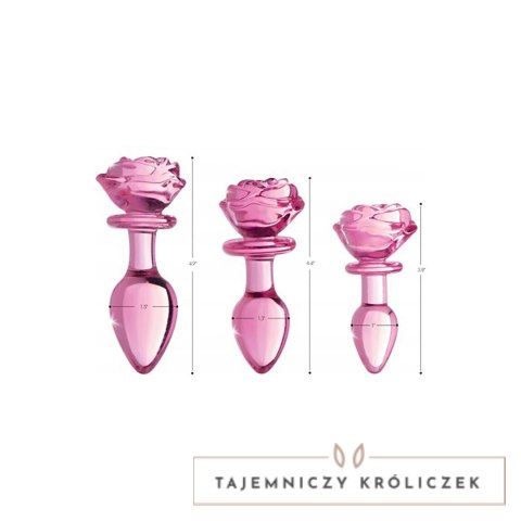 XR Brands Rose Glass Plug duży - dekoracyjny szklany korek borokrzemowy XR Brands